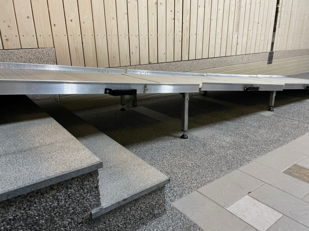 1:10 Slope makes it very safe for the electric wheelchair to go up and down the slope.